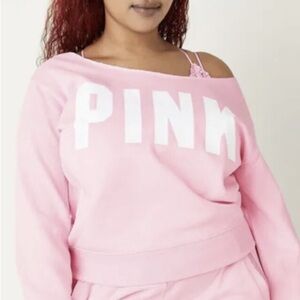 Victoria’s Secret Pink Everyday Lounge Off The Shoulder Sweatshirt Size L Large